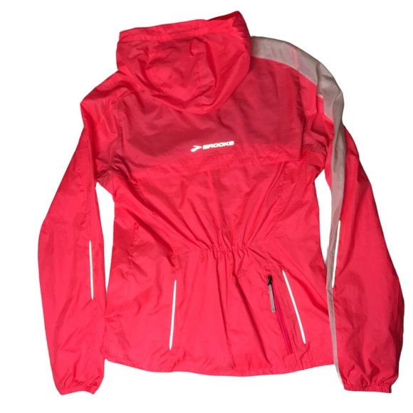 Brooks Jackets & Blazers - BROOKS Running Pink Hoodie Hooded Jacket Windbreaker.  Bright Neon Pink. Size M